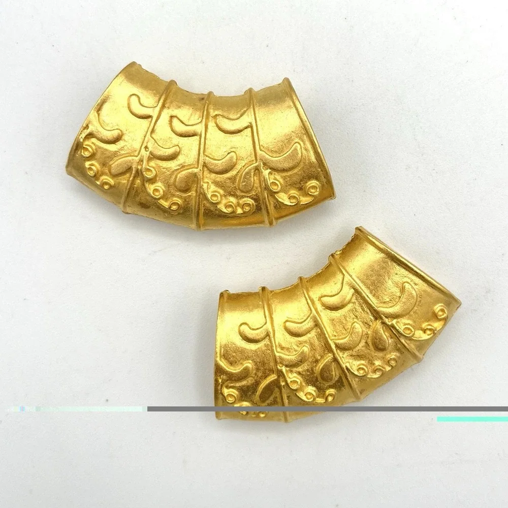 Y2K Barrel Slide Pendant Necklace Scarf Ring Tube Lot 2 Matte Gold Etruscan
